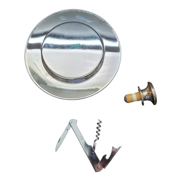 Towle Silversmiths Silver Plated 3 Piece Barware Wine Gift Set With Velvet Box - Picture 4 of 6